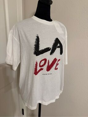 Anine Bing White Tee with Black & Red LA Graphic